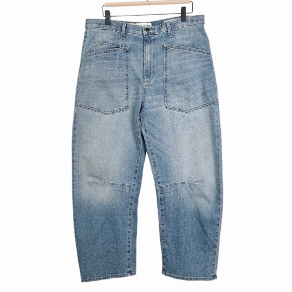 Nili Lotan Shon Jean Summer Wash Barrel Leg Denim Size 31 - Picture 3 of 10